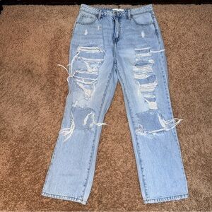 Risen Ripped Women's Jeans Size 29 Distressed Straight Leg 100% Cotton